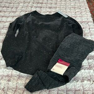2 items leggings & Glitter black top size medium